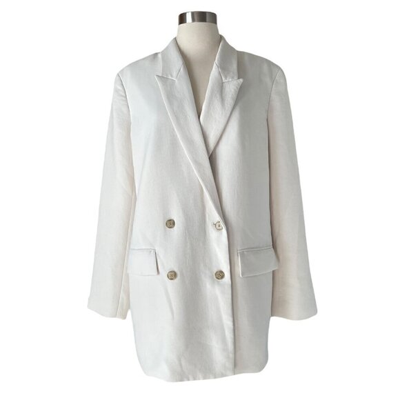 Wilfred Cherrelle Oversized Blazer Cream M Double Breasted Jacket - Picture 9 of 9